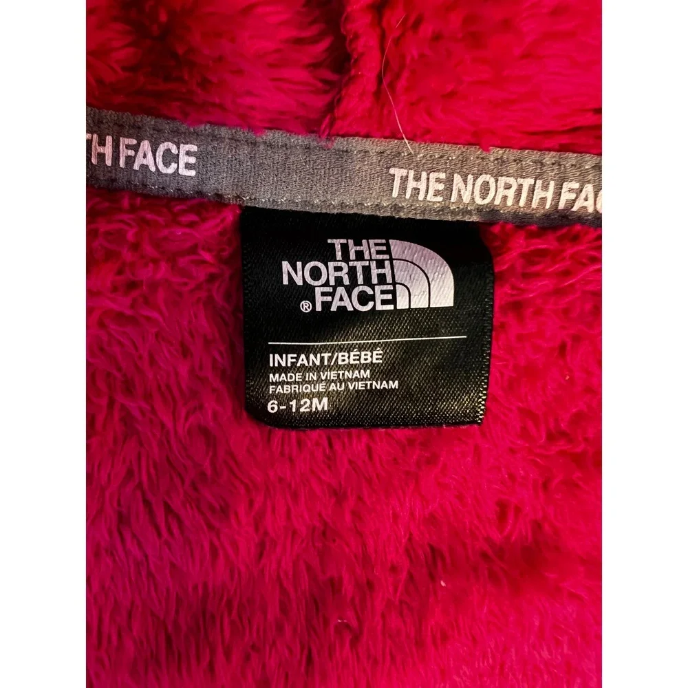 The North Face Infant Fleece Hoodie Jacket Pink Gray Full‎ Zip 6-12 Months